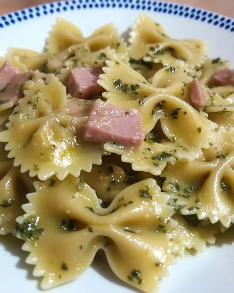 Delicious Farfalle Zucchine with Cotto and Galbanino cheese dish