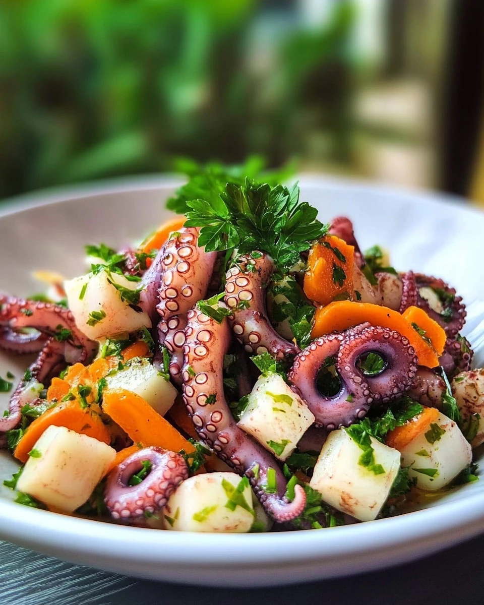 Delicious insalata di polpo with octopus and fresh vegetables