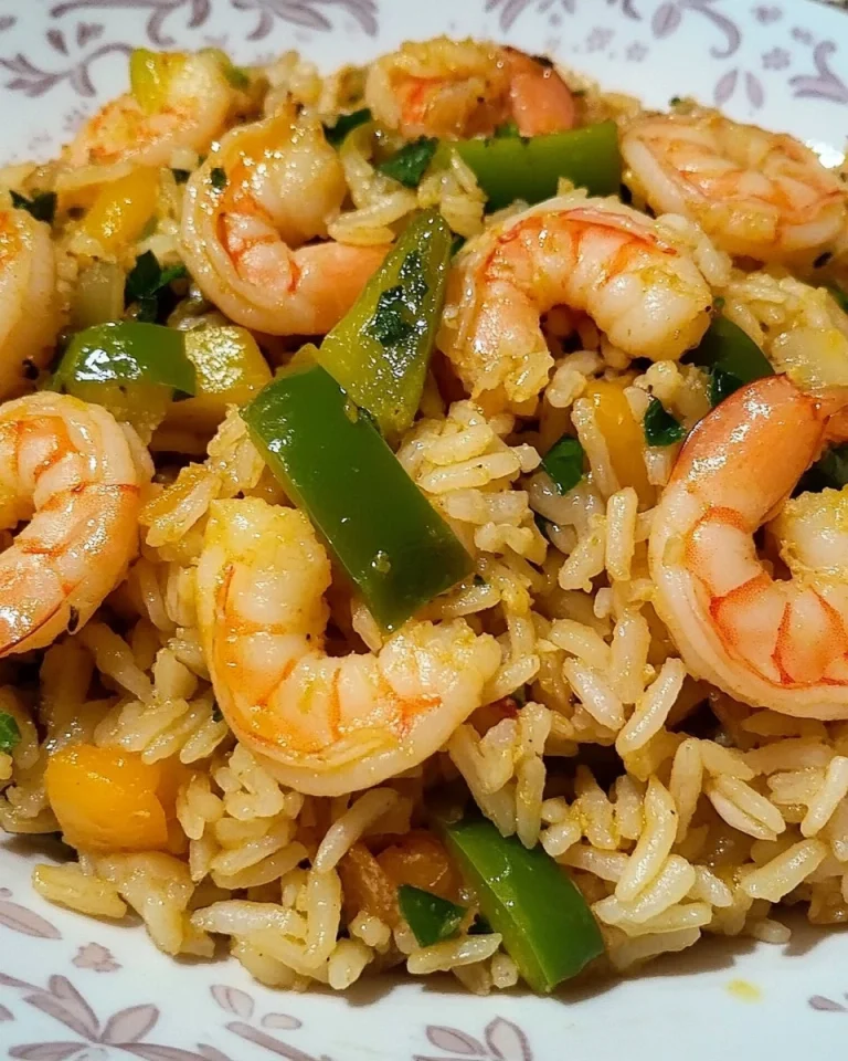 Riso basmati with curry, zucchini, and shrimp dish