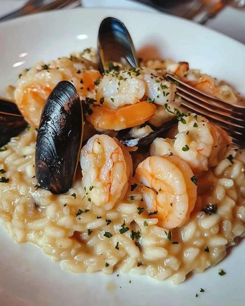 Delicious risotto ai frutti di mare with fresh seafood