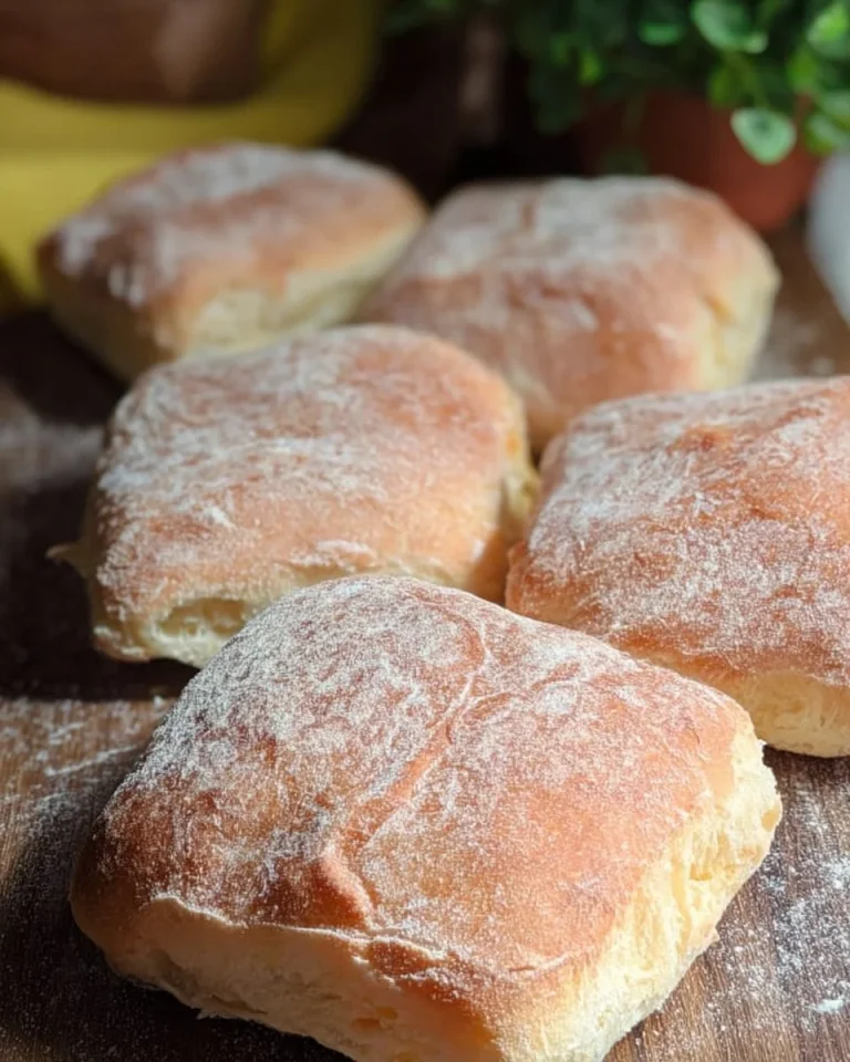 Ciabattine di pane fresche e dorate appena sfornate