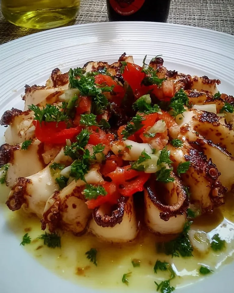 Piatto di Calamari alla Griglia servito con contorni freschi