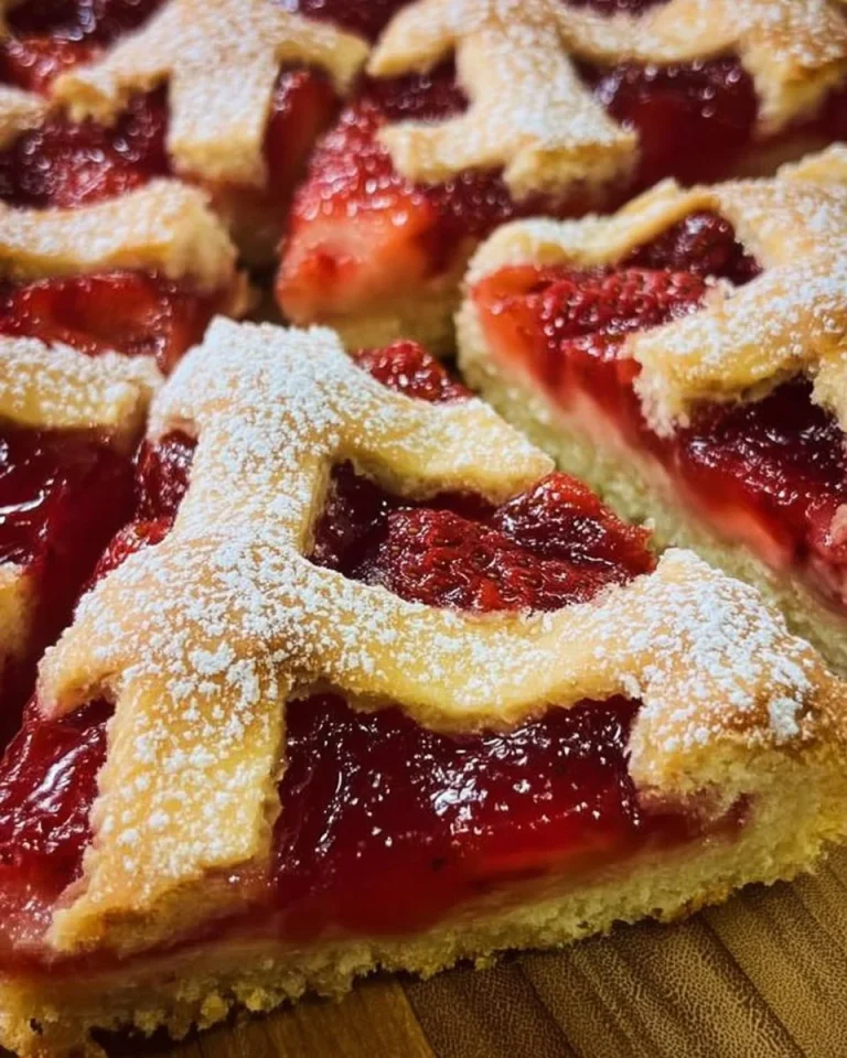Deliziosa crostata alla fragola con frutta fresca e crosta dorata