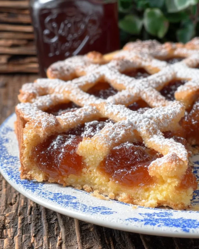 Fetta di Crostata alla Marmellata su piatto decorativo