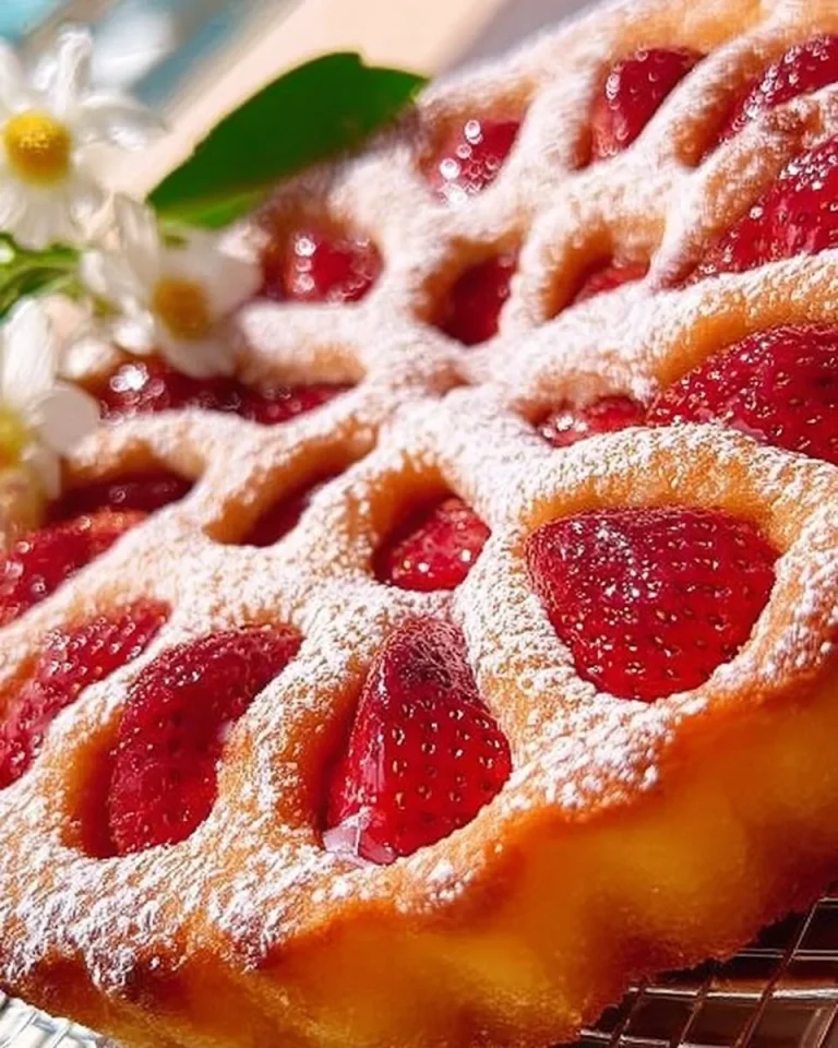 Crostata alle fragole morbida fresca e invitante con decorazioni di fragole