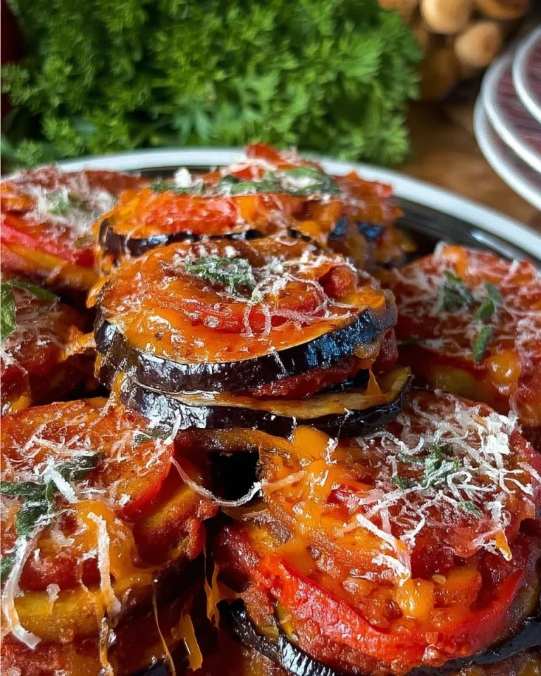 Doppiette di Melanzane servite in un piatto elegante con contorni freschi