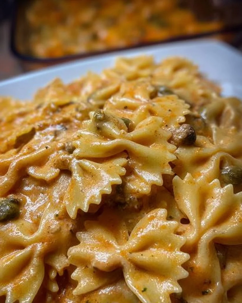 Piatto di Farfalle alla Boscaiola con funghi e pancetta