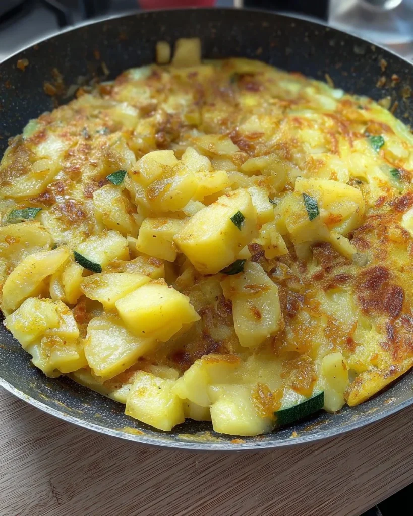 Frittata di patate cotta in padella con spezie fresche