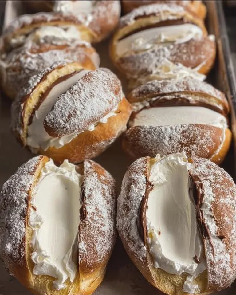 Maritozzi con panna e Nutella, dolce tradizionale romano