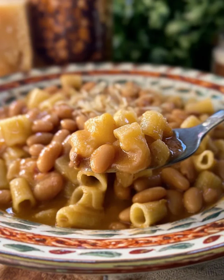 Una deliziosa ciotola di Pasta e Fagioli con fagioli e pasta fresca