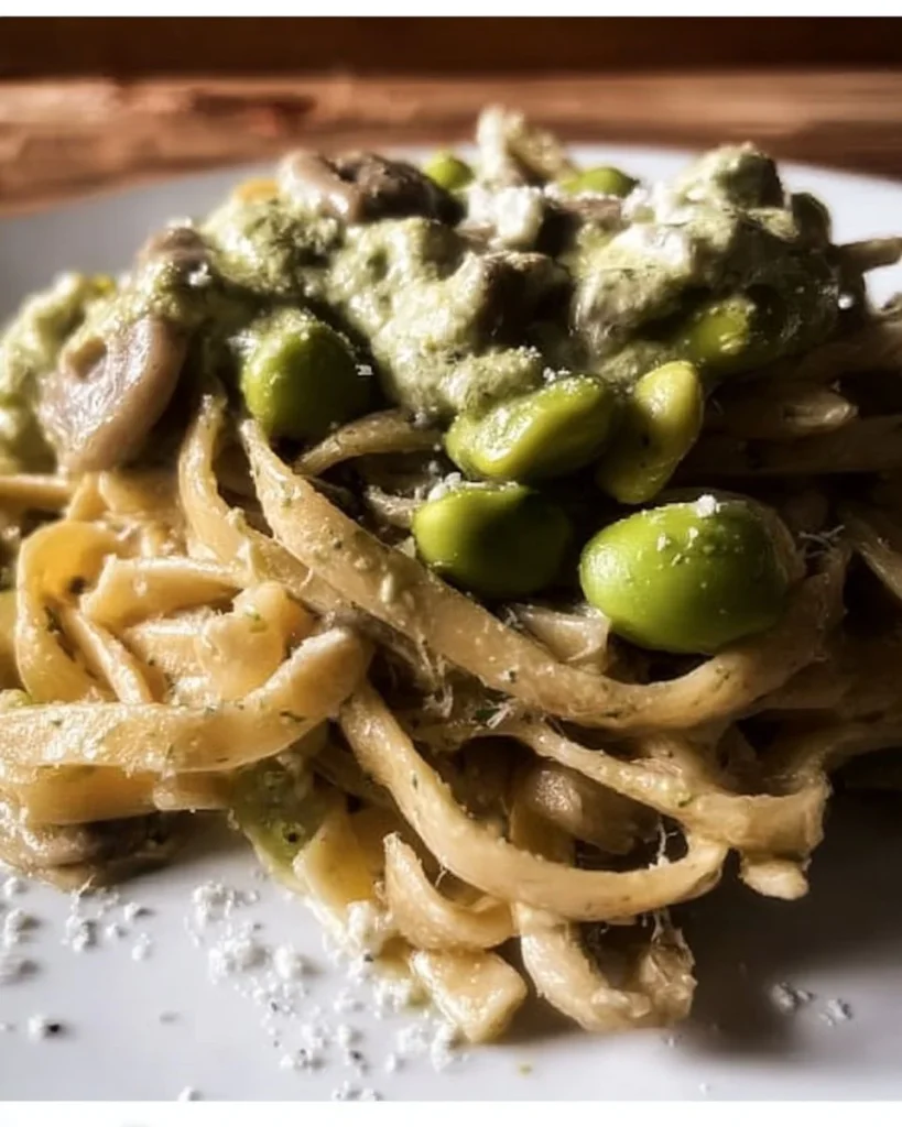 Pasta fresca integrale con fave e ricotta gourmet