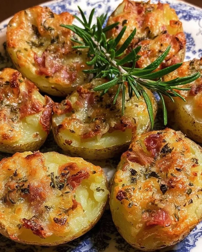 Patate ripiene al forno appena sfornate, pronte per essere servite.