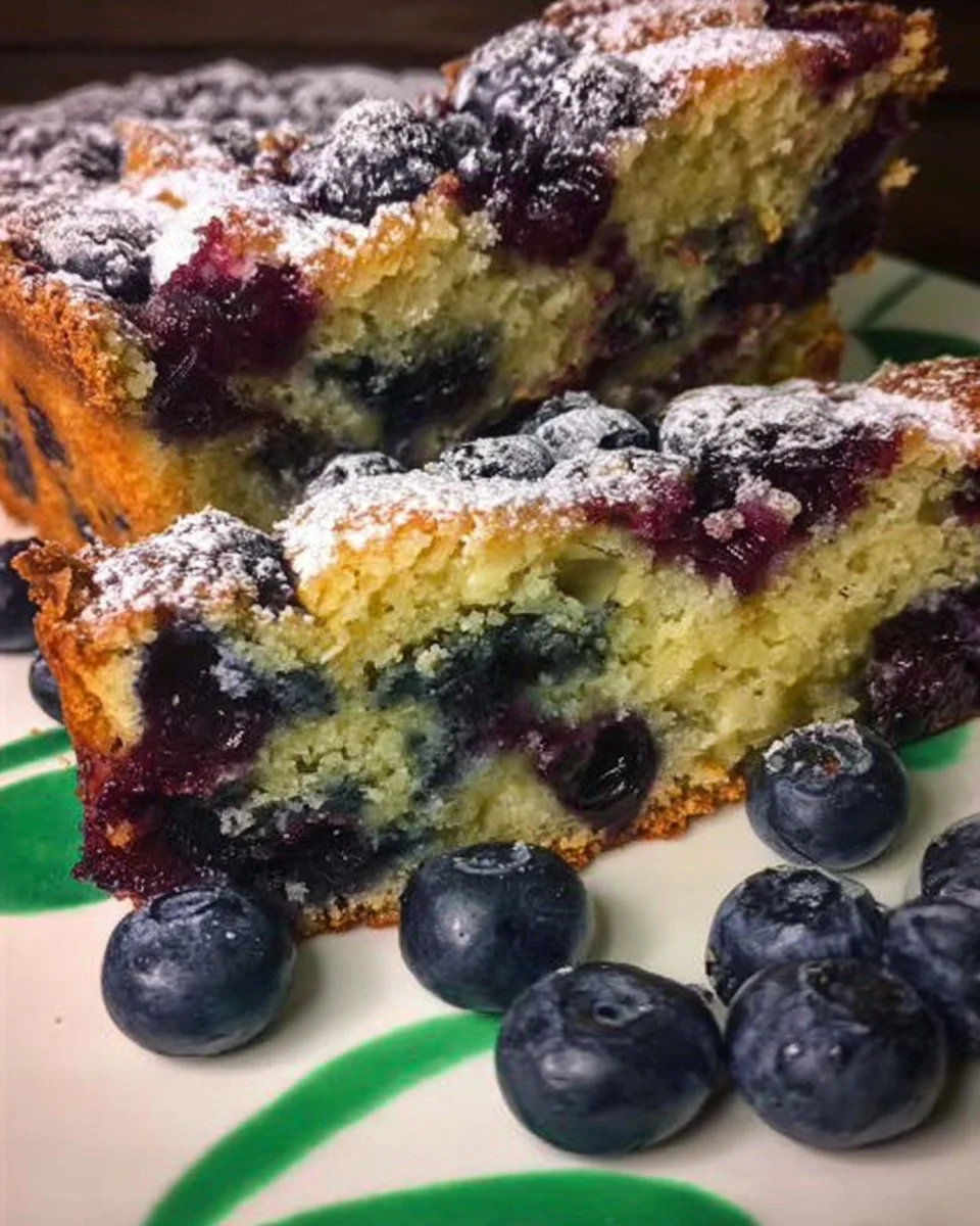Plum cake con mirtilli freschi e fette di mela