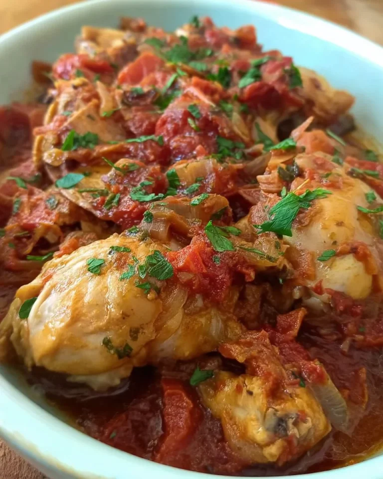 Pollo alla cacciatora servito con contorni autentici
