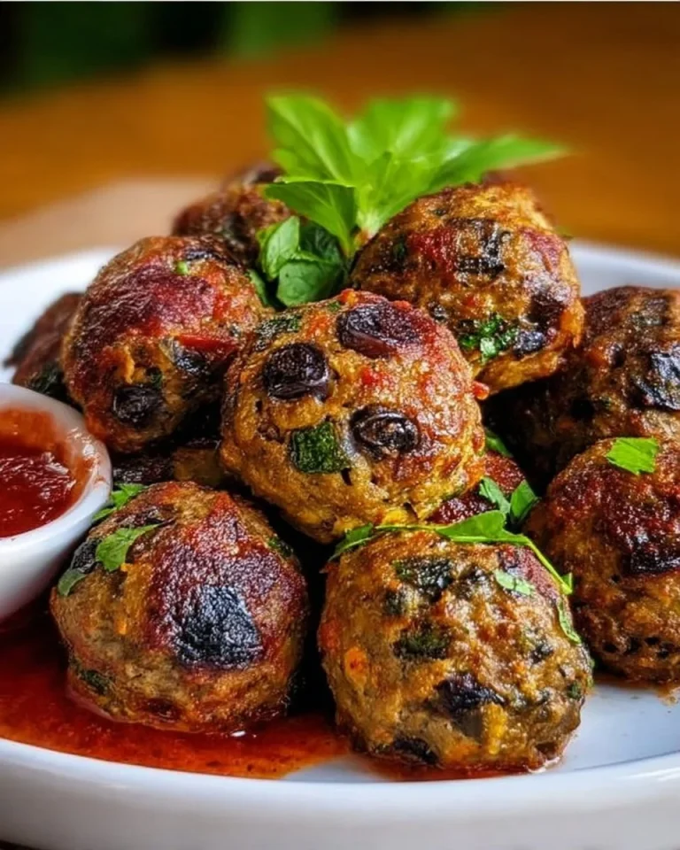 Polpette di melanzane al forno pronte per essere servite