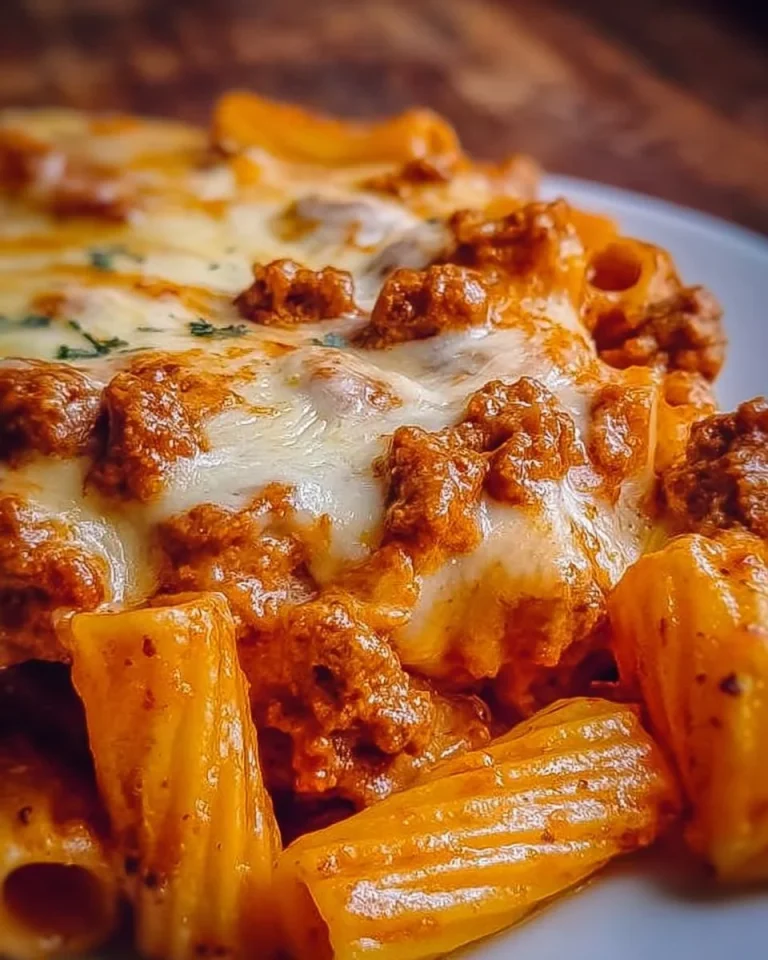 Piatto di rigatoni con besciamella, ragù bolognese e provola