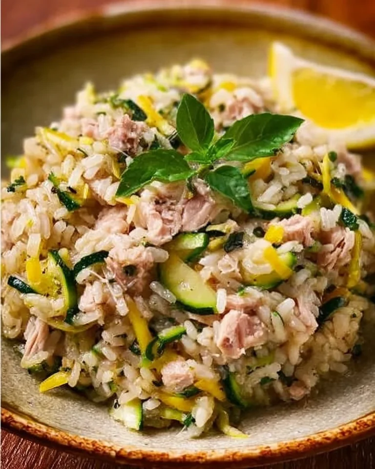 Riso freddo esplosivo con tonno, zucchine e limone