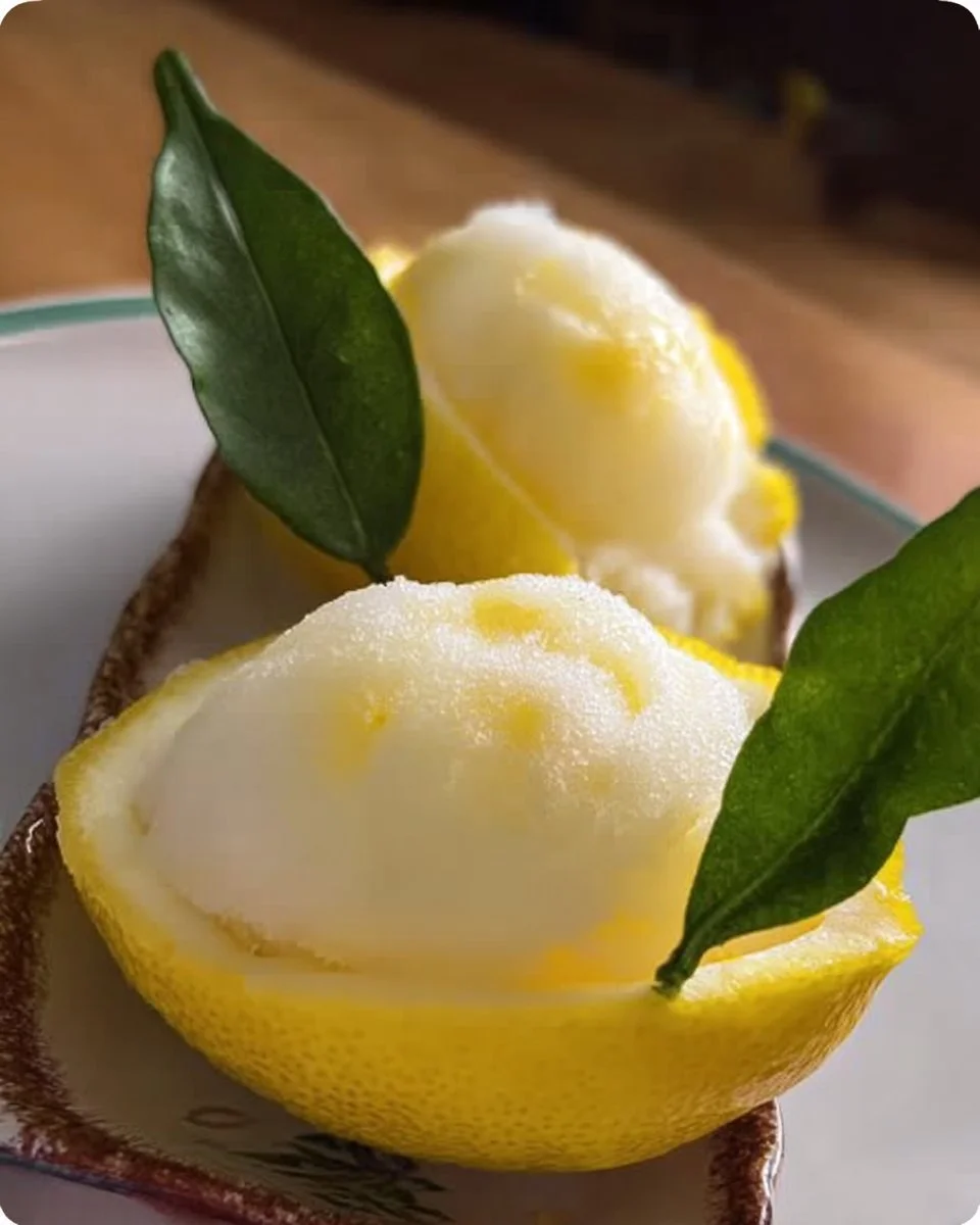 Delizioso Sorbetto al Limone servito in un elegante coppa.