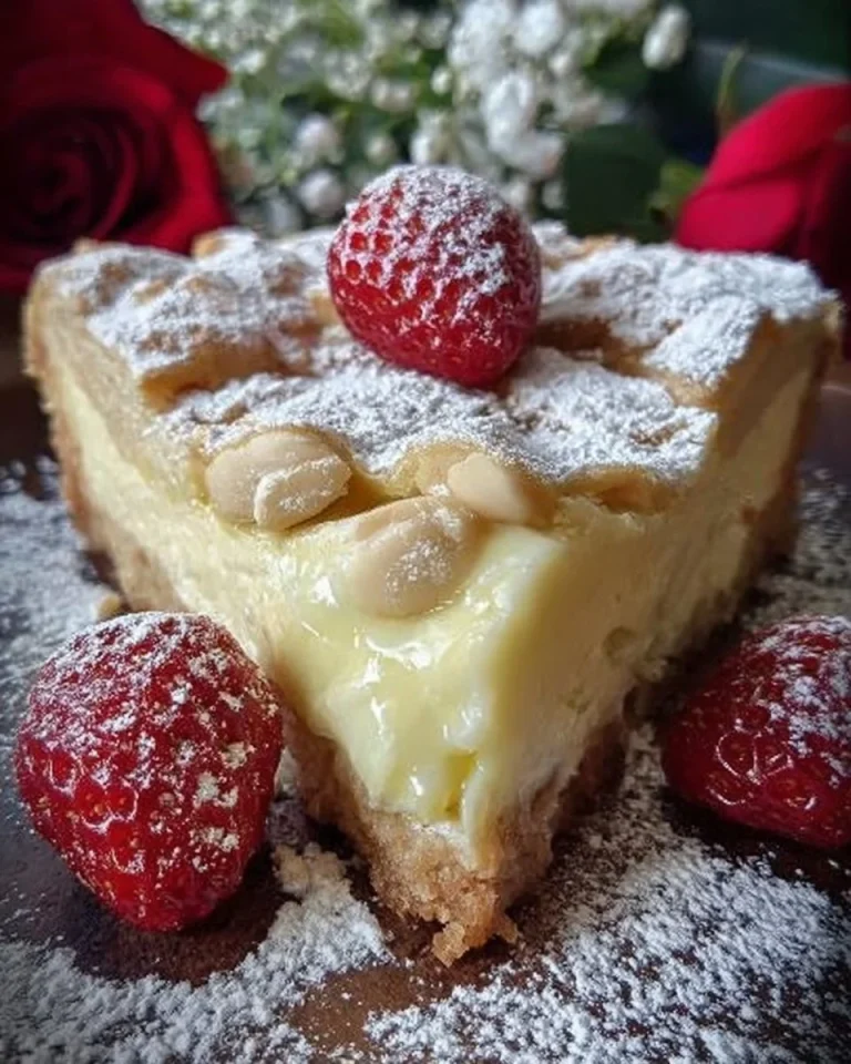 Fetta di Torta della Nonna con crema e pinoli