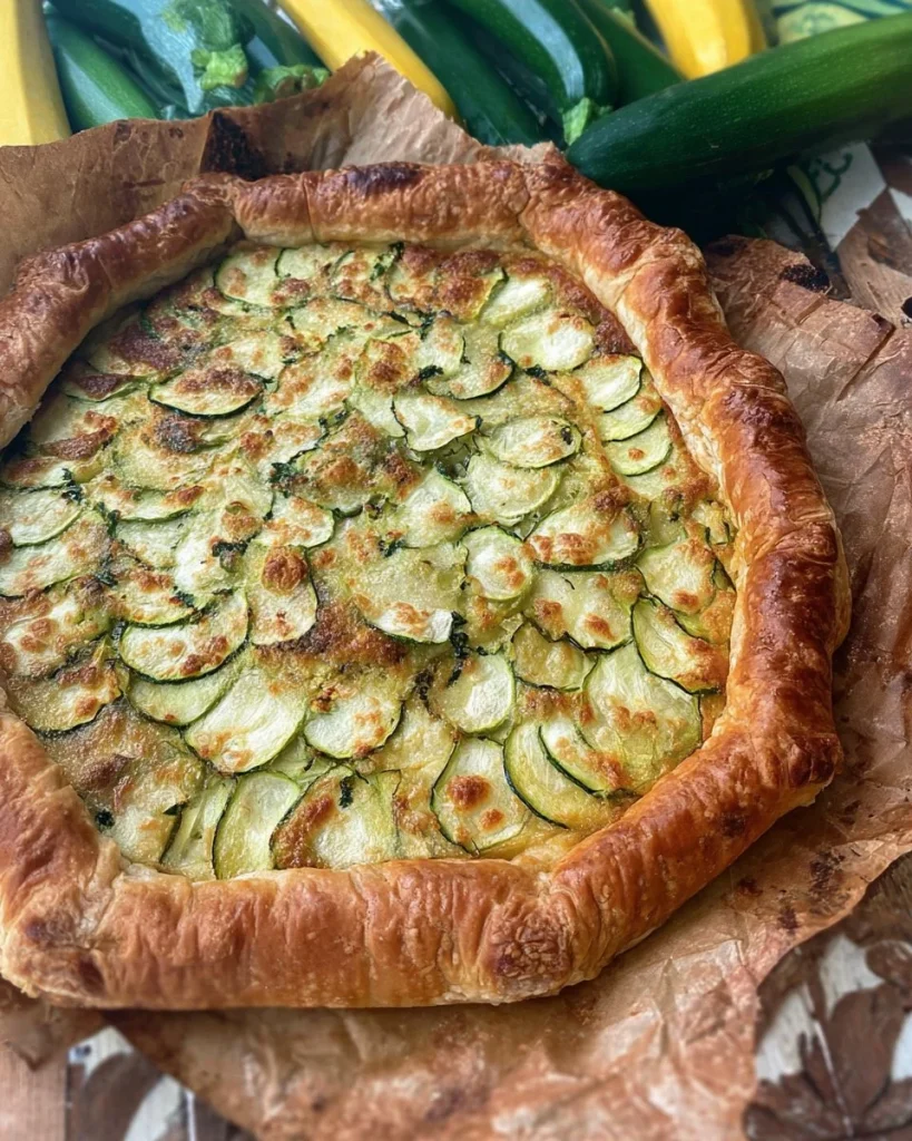 Torta di Sfoglia con Zucchine Crude pronta da servire
