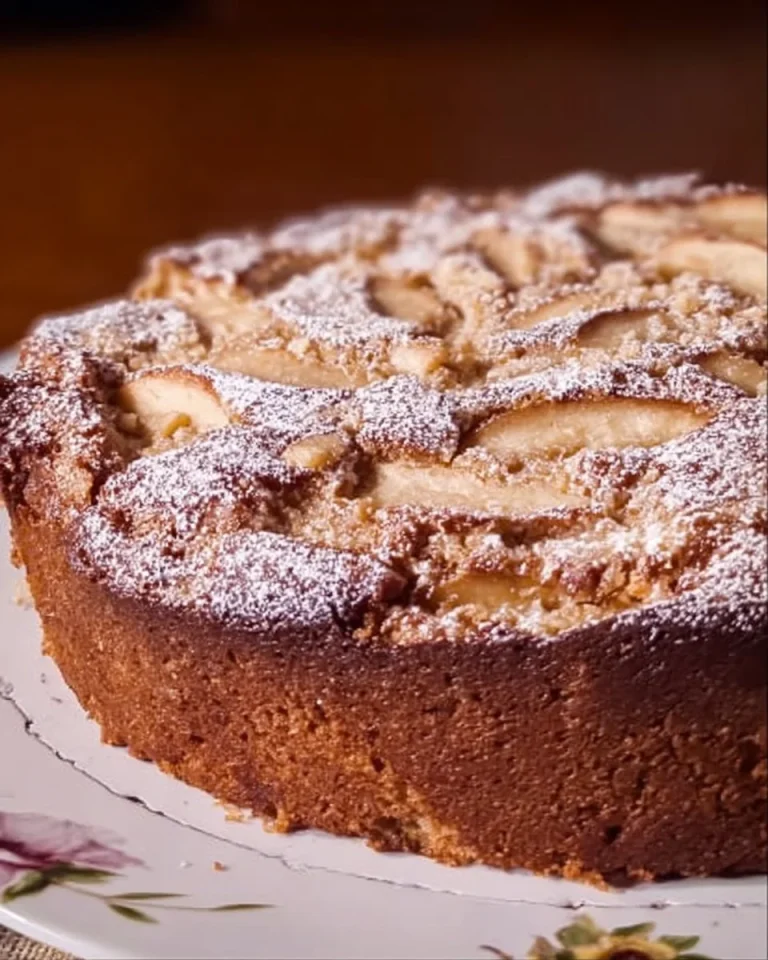 Fetta di torta noci e mele su un piatto decorativo
