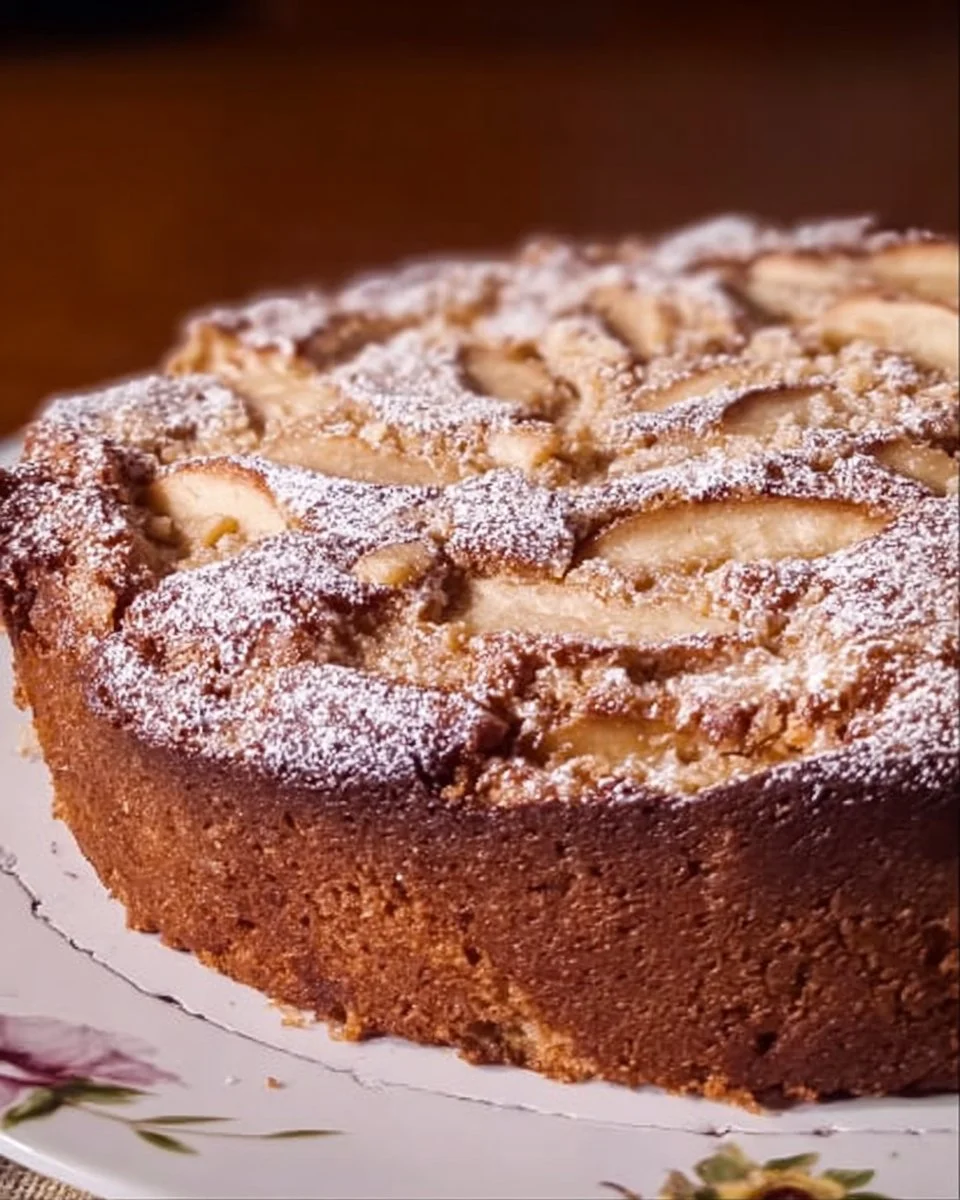 Fetta di torta noci e mele su un piatto decorativo