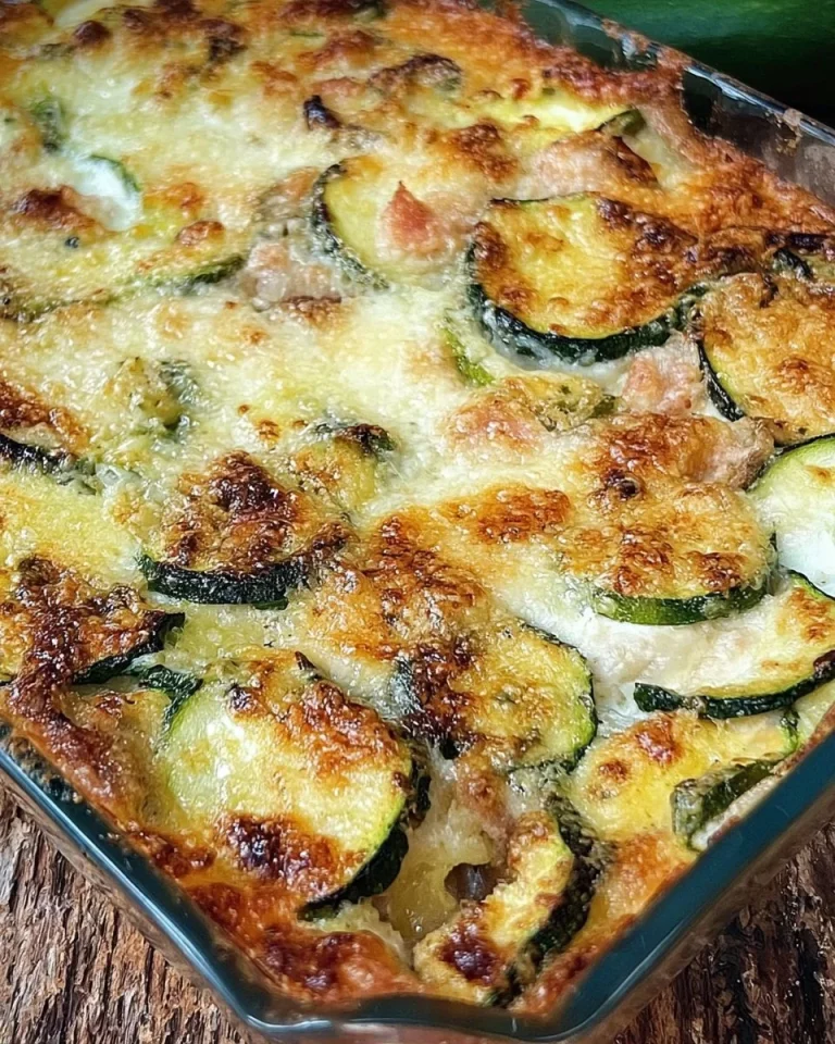 Delizioso Tortino di Zucchine appena sfornato su un piatto bianco.