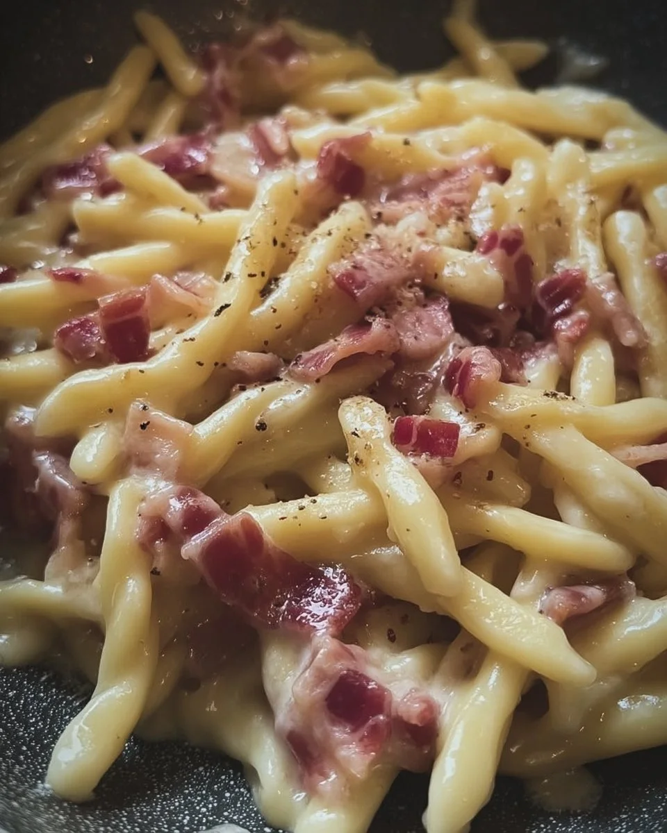 Trofie con speck e crema di brie, un piatto italiano delizioso