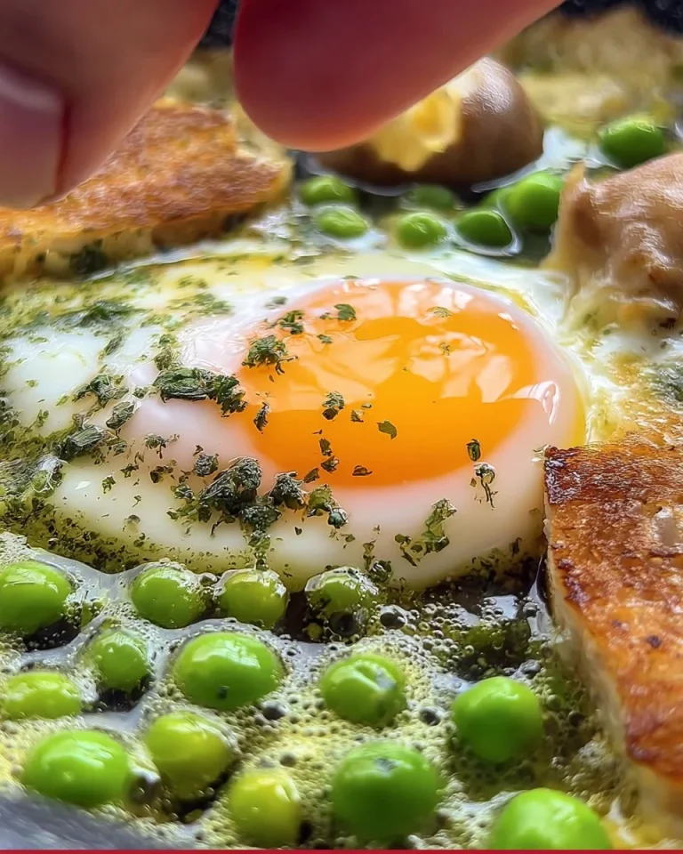 Piatto di Uova con Piselli freschi e gustosi