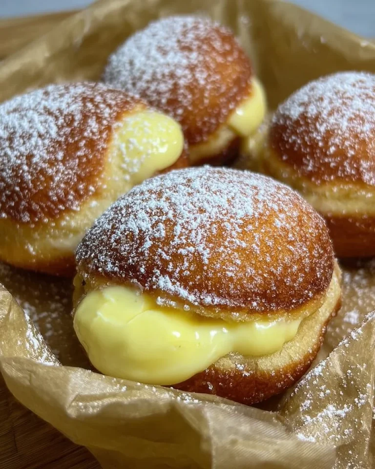 Bomboloni alla crema freschi e dorati con ripieno goloso