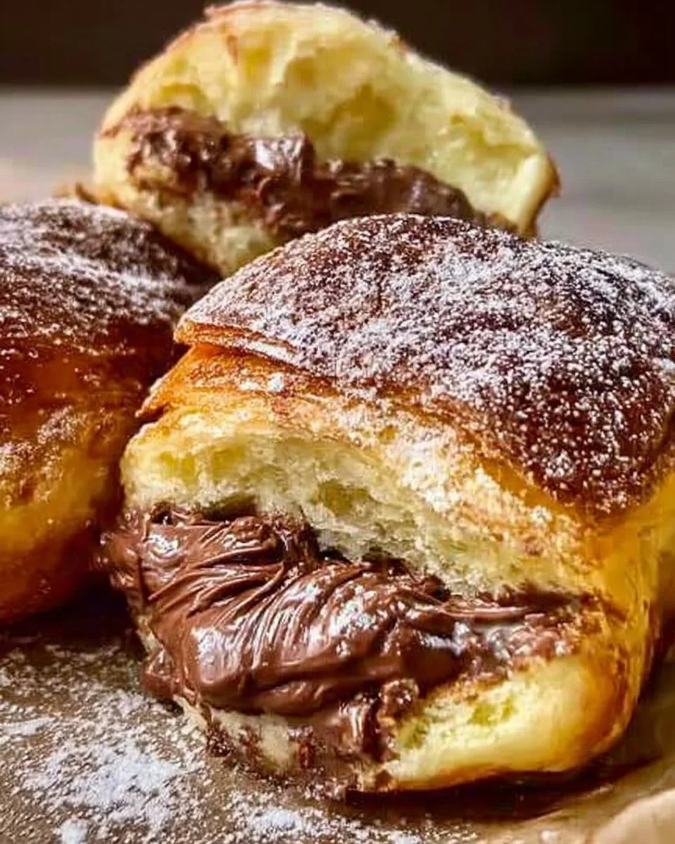 Brioches appena sfornate con Nutella spalmata sopra