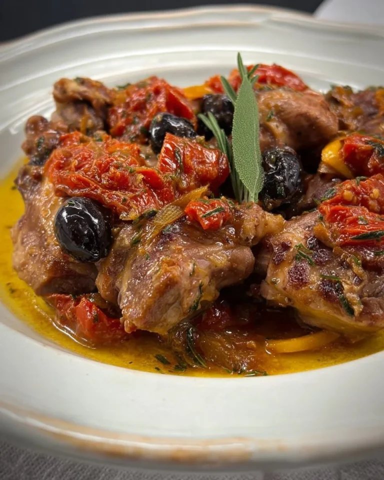 Ricetta del coniglio in umido con ingredienti freschi e aromatici