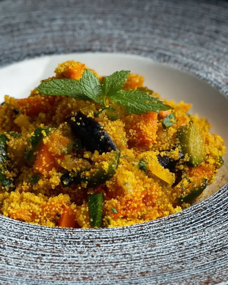 Cous Cous con verdure fresche e curcuma, piatto colorato e salutare.