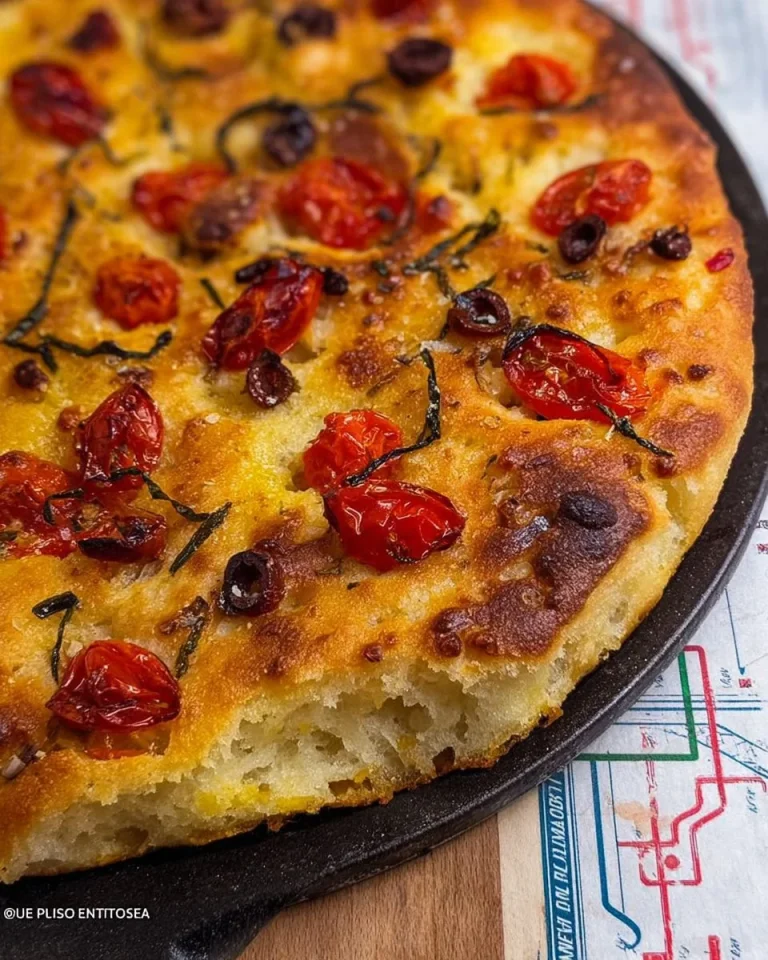 Focaccia appena sfornata con erbe aromatiche e olio d'oliva