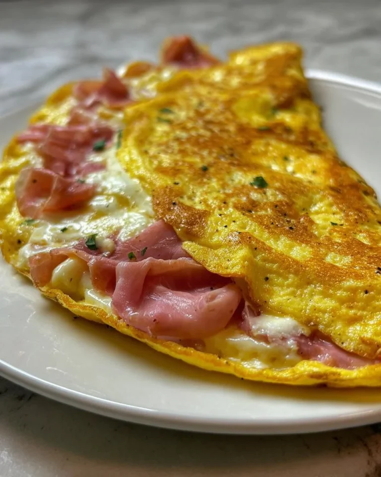 Frittata con crescenza e prosciutto servita in un piatto
