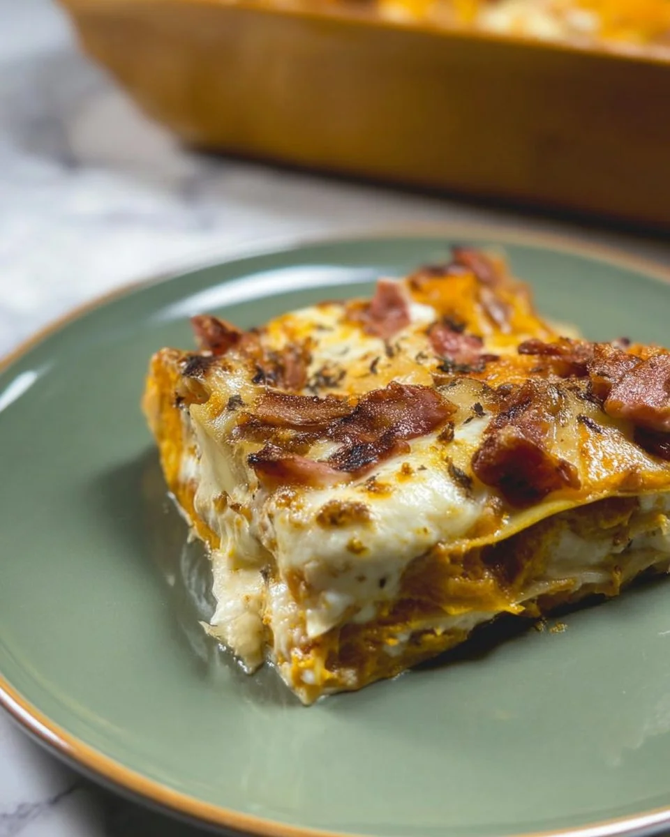 Lasagna alla zucca, speck e taleggio, piatto autunnale e cremoso