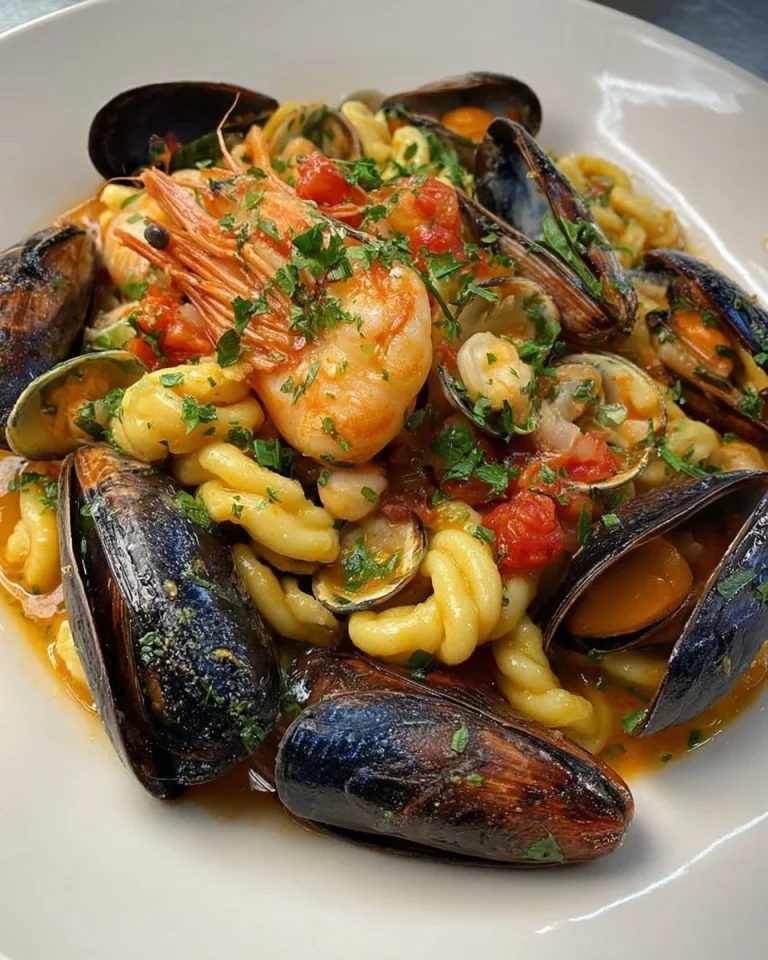 Lorighittas ai frutti di mare: pasta tradizionale sarda con frutti di mare freschi
