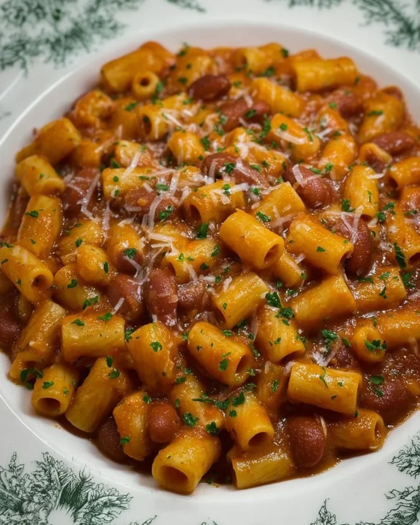 Pasta e fagioli - ricetta tradizionale italiana con pasta e fagioli nel brodo.