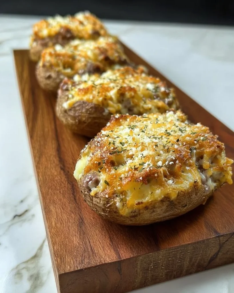 Patate ripiene farcite con ingredienti freschi e saporiti