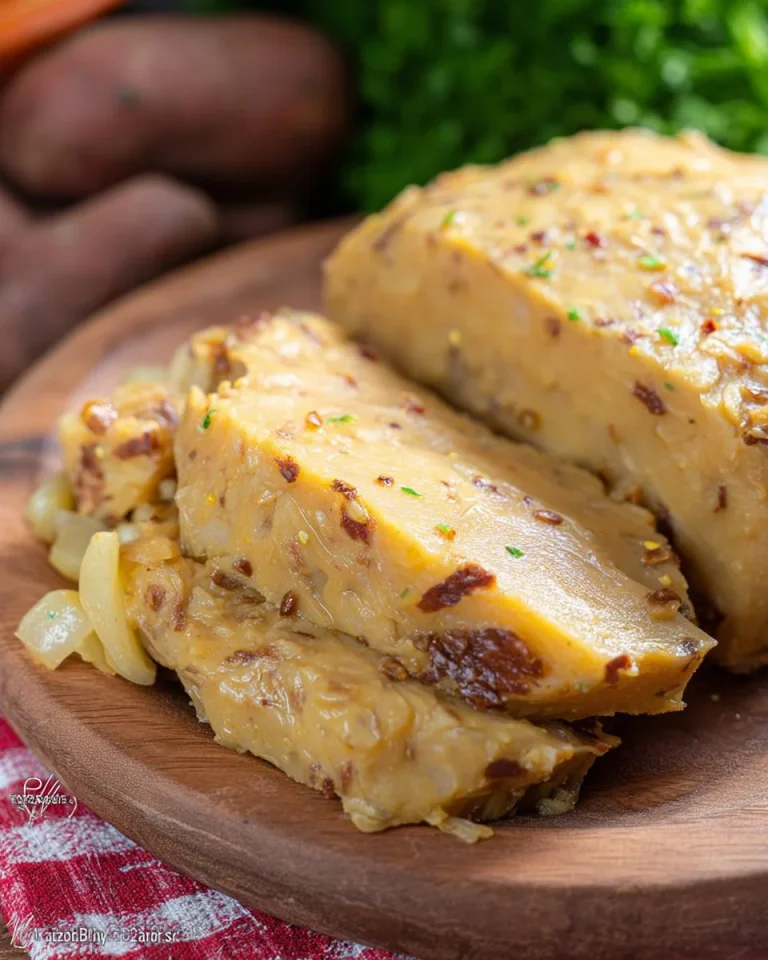 Piatto di polentone servito con condimenti tradizionali italiani