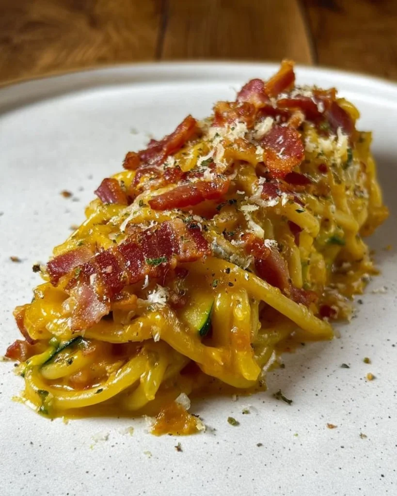 Spaghetti con zucca e speck, piatto gustoso e ricco di sapore