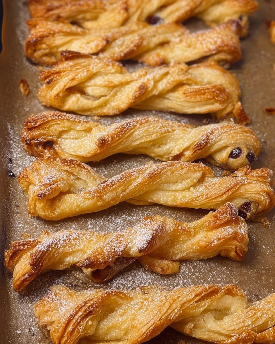 Deliziosi torciglioni di sfoglia appena sfornati, ideali per aperitivi