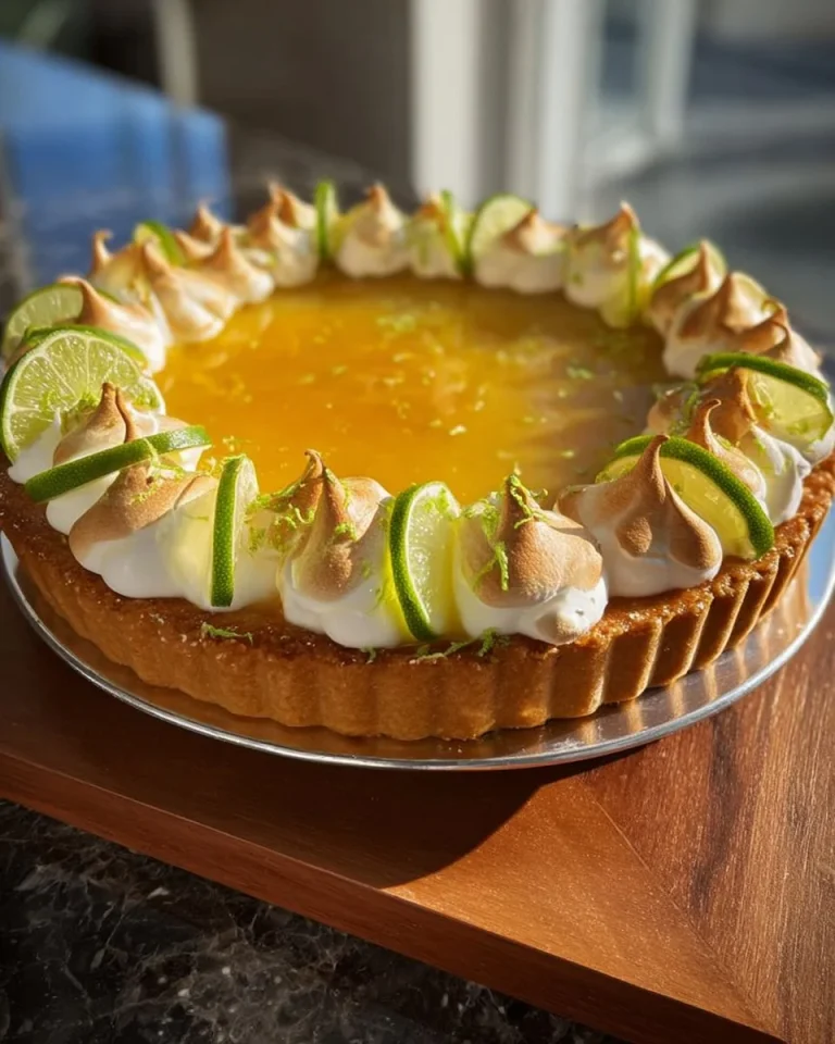 Fetta di torta al lime chiave decorata con lime fresco