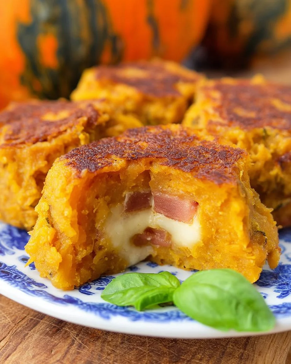 Tortini di zucca e patate appena sfornati, pronti da gustare.