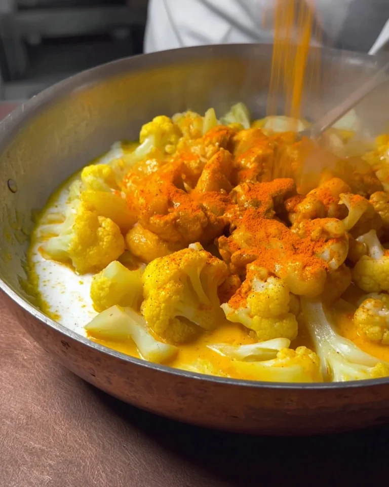 Vellutata di cavolfiore e curcuma pronta da servire in una ciotola