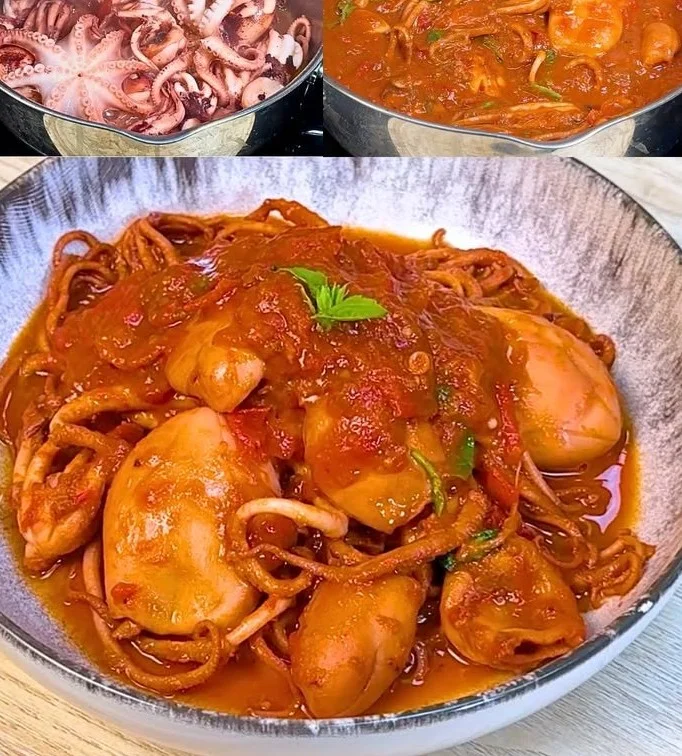 Moscardini in umido serviti su un piatto elegante