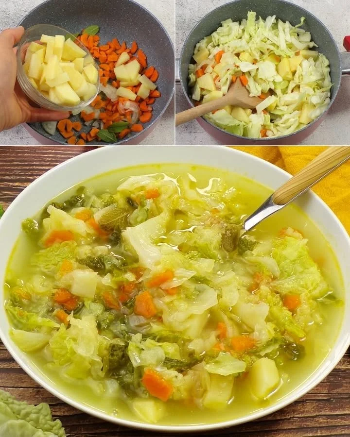 Zuppa detox preparata con ingredienti freschi e salutari per una dieta equilibrata.