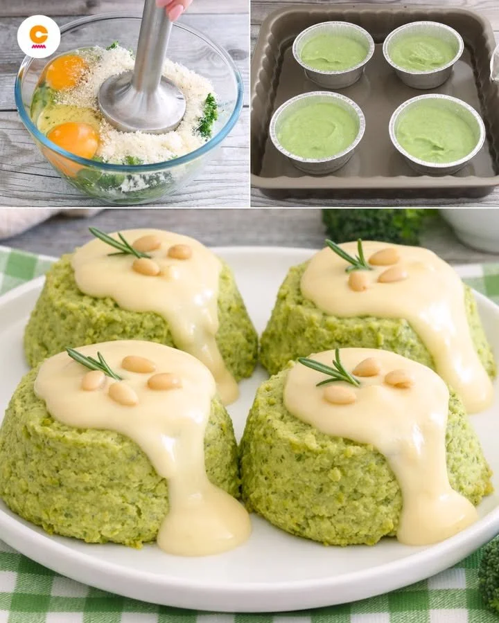 Flan di Broccoli Cremoso e Raffinato servito su un piatto elegante